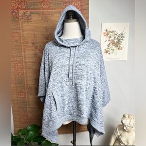 Athleta Blissful Marled Grey Knit Poncho Sweatshirt
